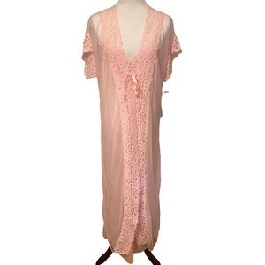 TRIANGLE LINGERIE NEW INTIMATES SLEEPWEAR PEIGNOIR SET 2 PIECE GOWN ROBE PINK M